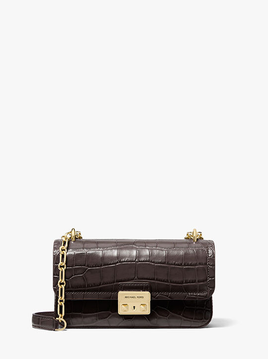 michael kors tribeca small crocodile embossed leather crossbody bag