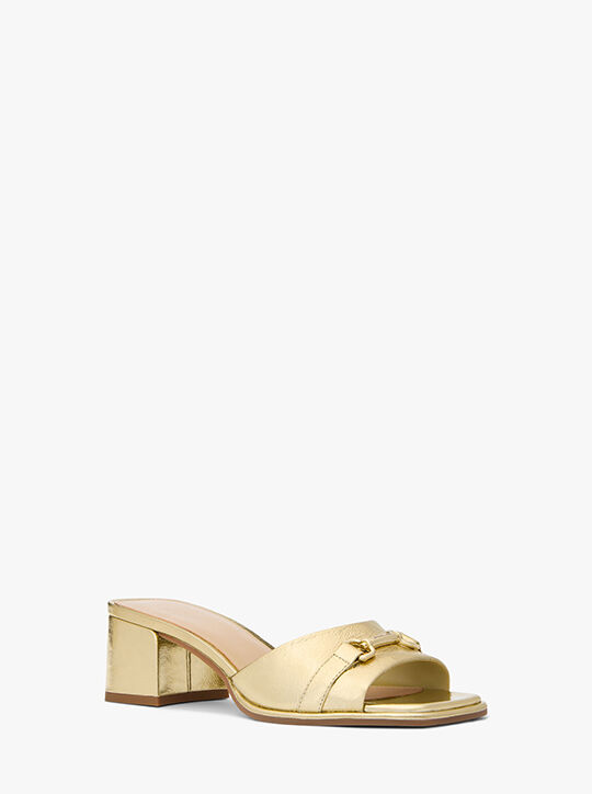 Carson Crackled Metallic Leather Mule michael kors carson crackled metallic leather mule