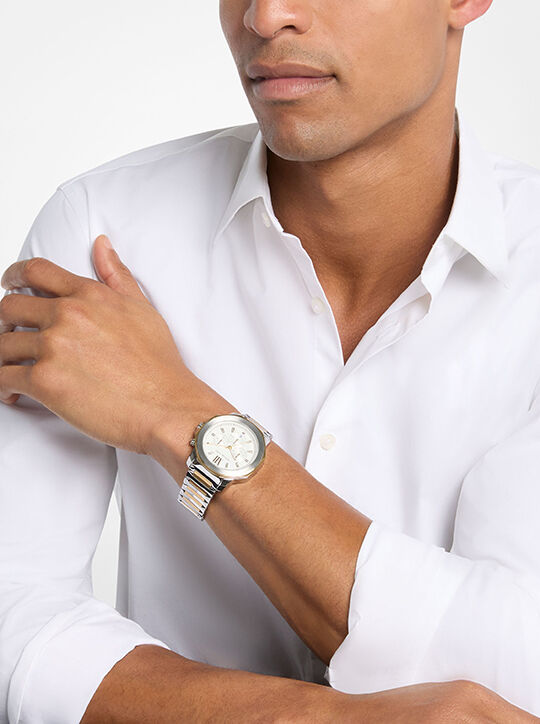 Oversized Prescott Two-Tone Watch michael kors oversized prescott two tone watch