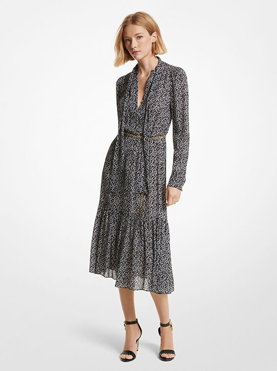 michael kors فستان بحزام جورجيت بطبعة جلد حيوان