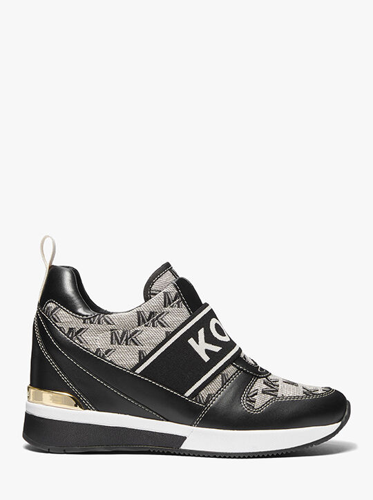 Maven Leather and Logo Jacquard Slip-On Trainer michael kors maven leather and logo jacquard slip on trainer