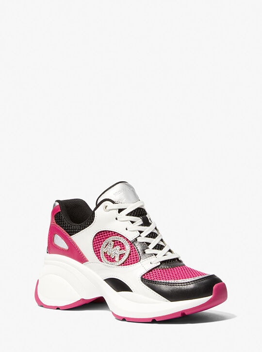 michael kors zuma color block leather and mesh trainer