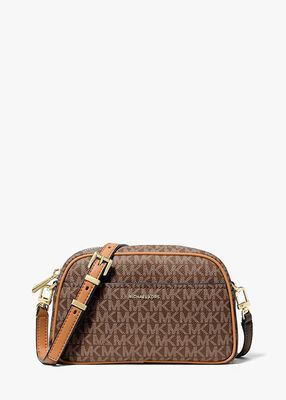 michael kors jet set small signature logo camera crossbody bag