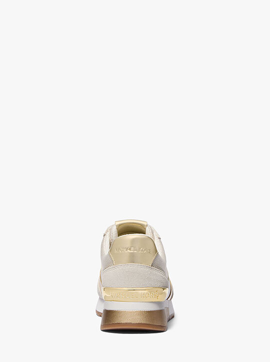 Andi Metallic Mesh and Leather Trainer michael kors andi metallic mesh and leather trainer