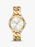 Slim Runway Gold-Tone Curb-Link Watch michael kors slim runway gold tone curb link watch