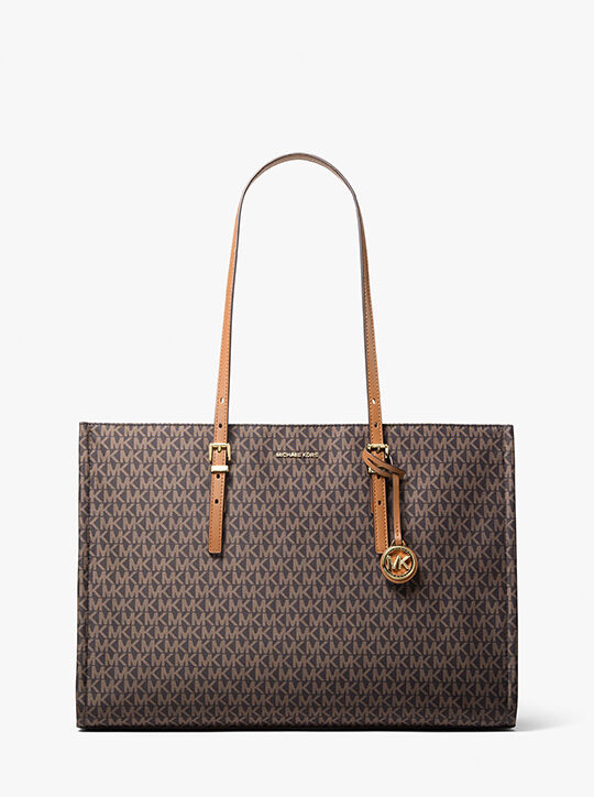 michael kors zadie large signature logo printed tote bag