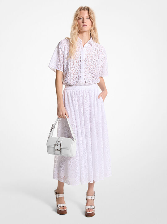 Leopard Corded Lace Midi Skirt michael kors leopard corded lace midi skirt