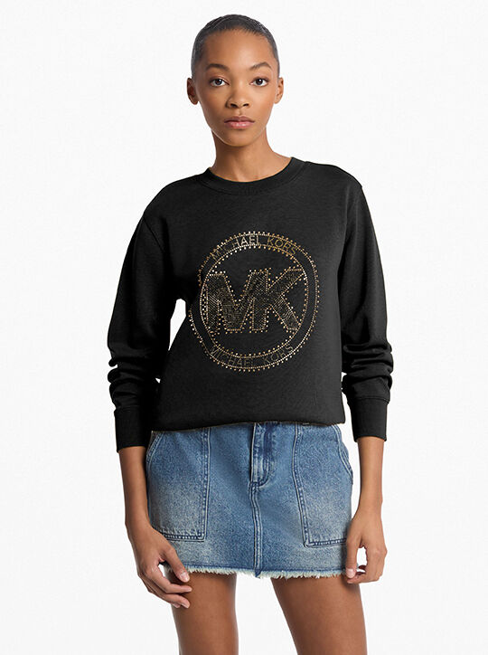 michael kors embellished logo cotton blend sweatshirt
