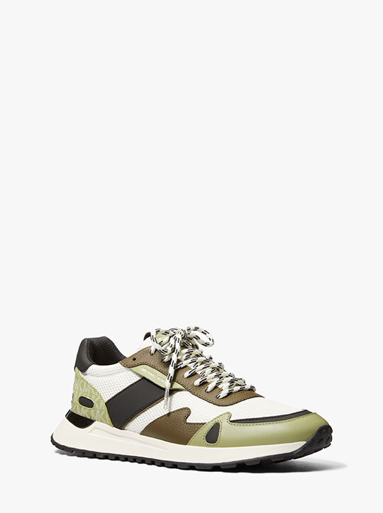 Miles Color-Block Signature Logo and Mesh Trainer michael kors miles color block signature logo and mesh trainer