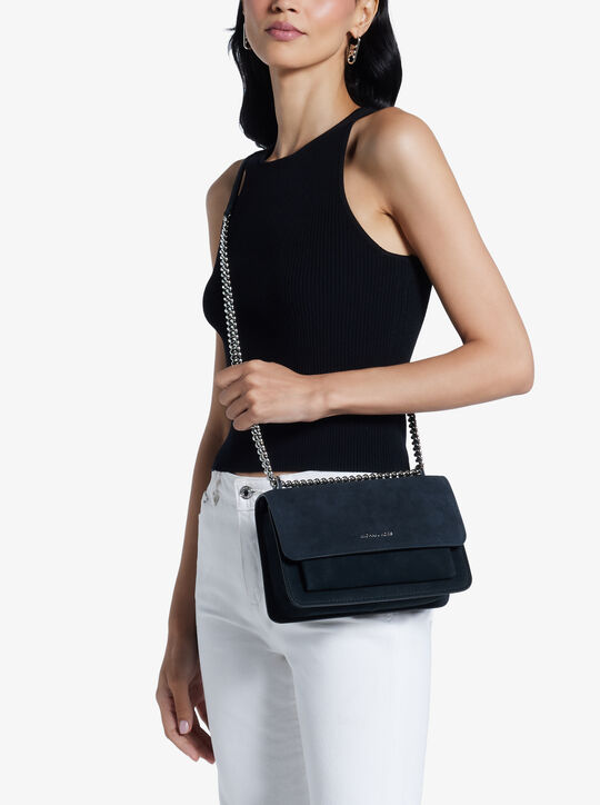 michael kors claire large suede shoulder bag