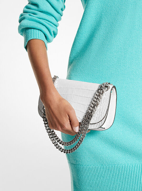 Christie Mini Crocodile Embossed Leather Envelope Bag michael kors christie mini crocodile embossed leather envelope bag
