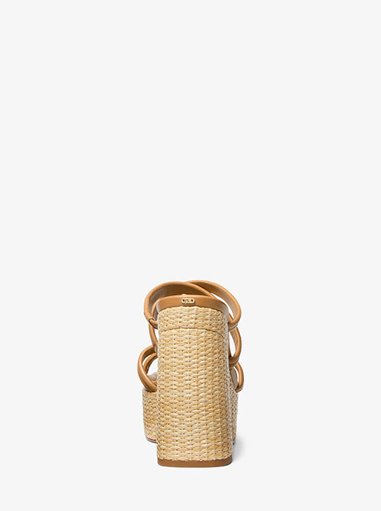 Corrine Leather and Straw Platform Sandal michael kors corrine leather and straw platform sandal