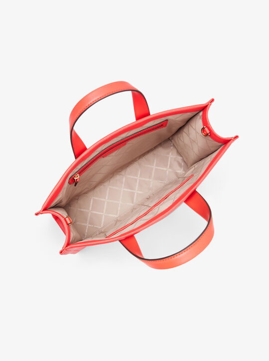 michael kors حقيبة جيجي الجلدية الكبيرة المنقوشة