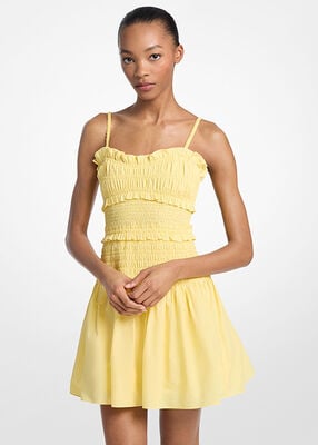 michael kors smocked cotton poplin tank dress