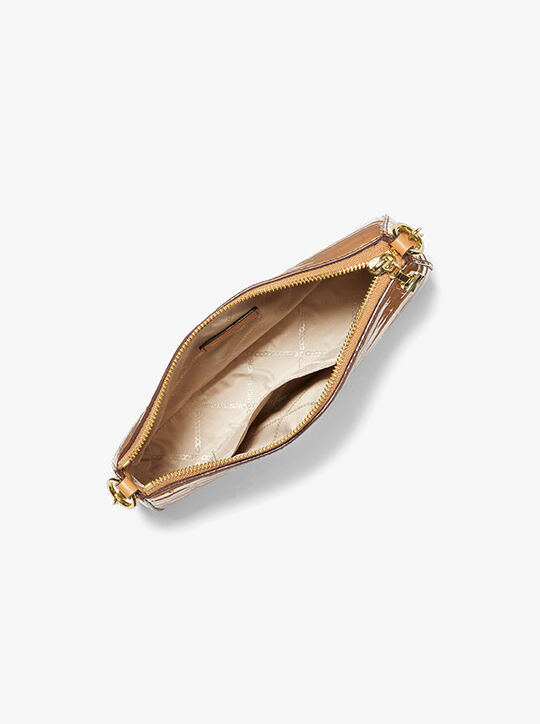 michael kors حقيبة كتف إمباير متوسطة الحجم من جلد التمساح المنقوش بسلسلة ربط