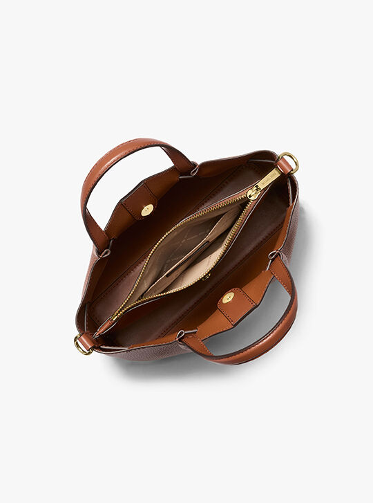 Carson Small Pebbled Leather Satchel, LUGGAGE | Michael Kors KWT