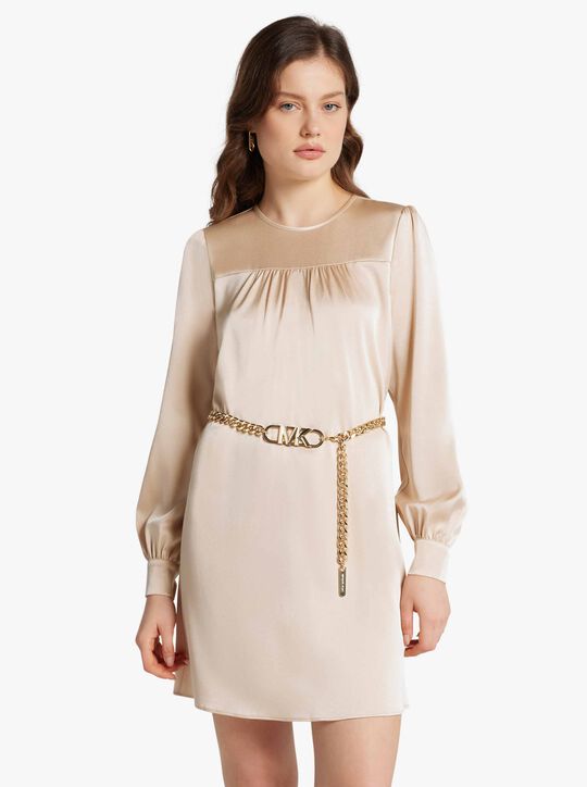 فستان قصير بحزام من الساتان michael kors فستان قصير بحزام من الساتان