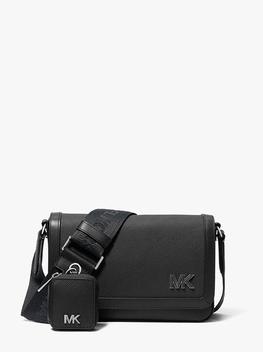 Edison Mini Scratch-Resistant Crossgrain Leather Crossbody Bag with Pouch michael kors edison mini scratch resistant crossgrain leather crossbody bag with pouch