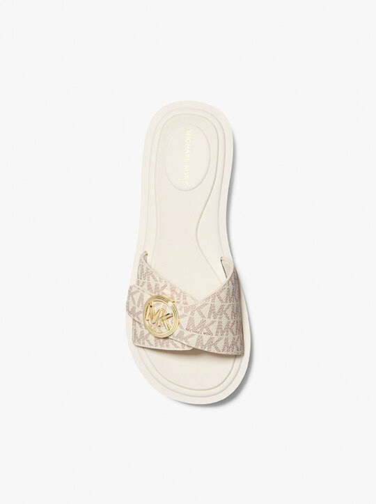 michael kors signature logo slide sandal
