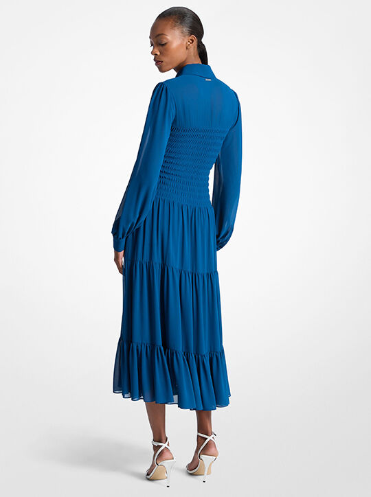 Smocked Georgette Shirtdress michael kors smocked georgette shirtdress