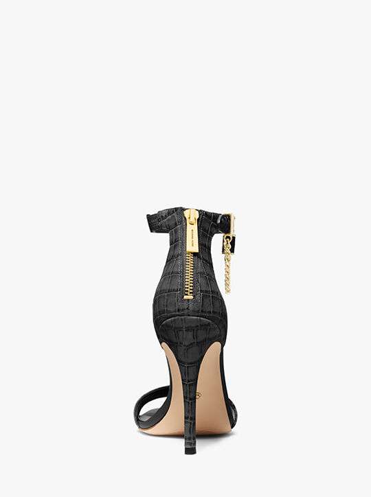Hamilton Embellished Crocodile Embossed Leather Sandal michael kors hamilton embellished crocodile embossed leather sandal