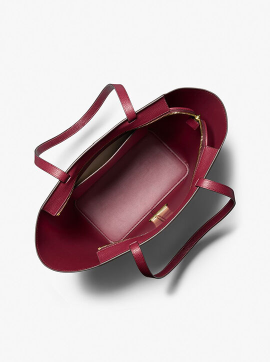 michael kors flora large signature logo and leather tote bag