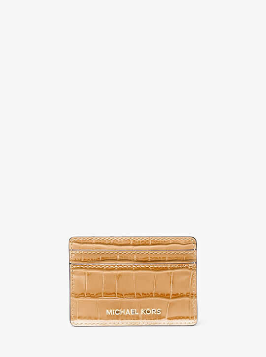 michael kors jet set small crocodile embossed leather card case