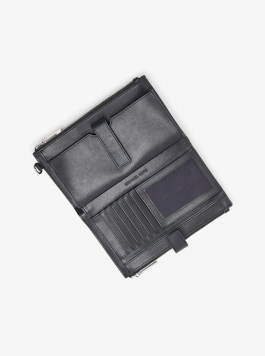 michael kors jet set metallic logo jacquard wristlet