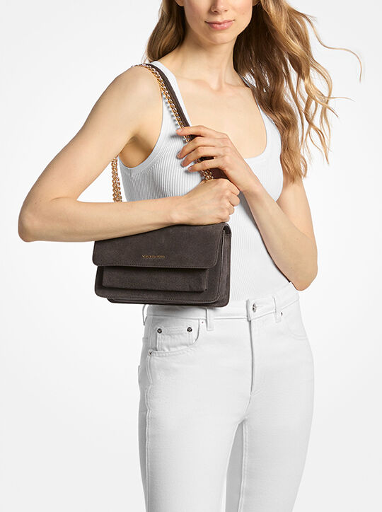 michael kors حقيبة كتف كبيرة من جلد الغزال كلير