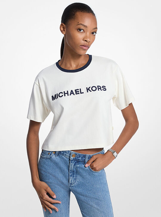 michael kors تي شيرت قطني مزين
