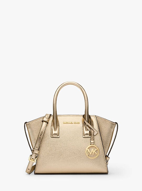 Avril Extra-Small Metallic Leather Satchel, PALE GOLD | Michael