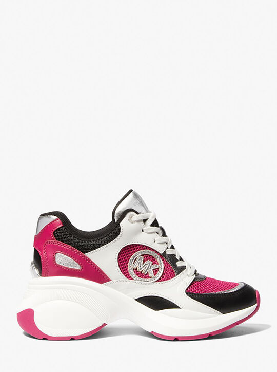 michael kors zuma color block leather and mesh trainer
