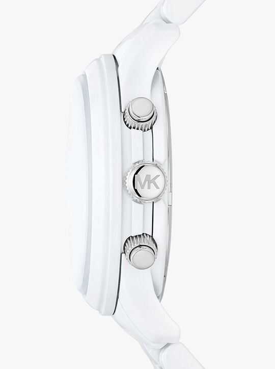 Slim Runway White-Tone Watch michael kors slim runway white tone watch