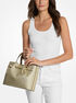 Carson Medium Metallic Signature Logo Satchel michael kors carson medium metallic signature logo satchel