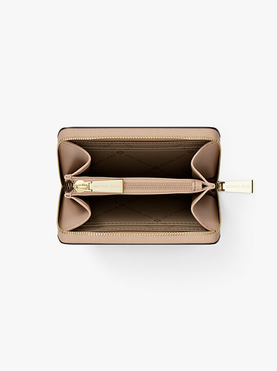 michael kors jet set small pebbled leather zip around card case