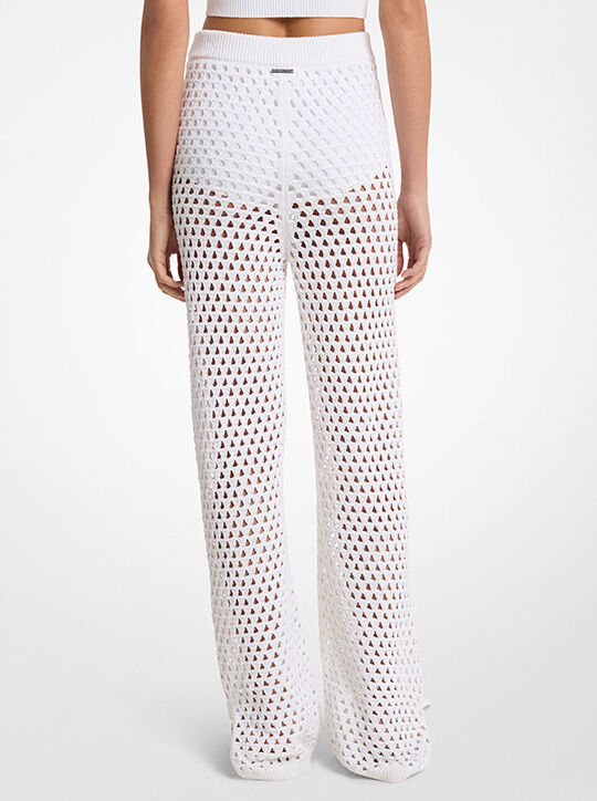 michael kors open knit stretch cotton flared pants