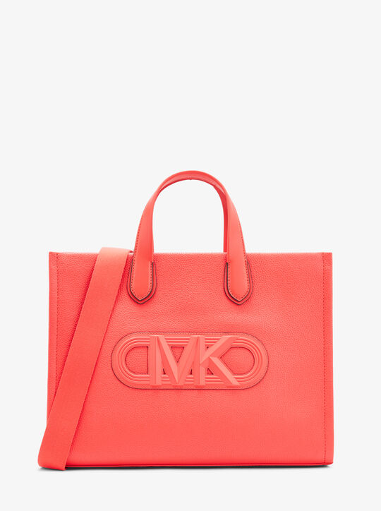 michael kors حقيبة جيجي الجلدية الكبيرة المنقوشة