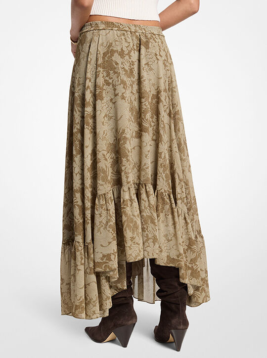 michael kors floral print georgette high low skirt