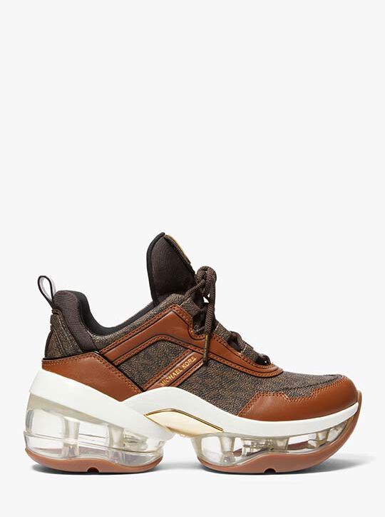 Olympia Extreme Logo and Leather Trainer michael kors olympia extreme logo and leather trainer