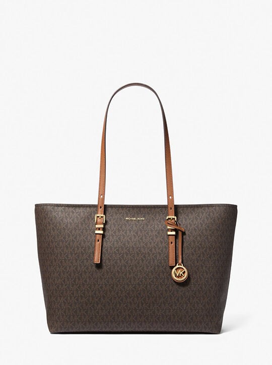 Quinn Large Signature Logo and Leather Tote Bag michael kors quinn large signature logo and leather tote bag