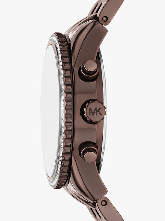 michael kors mini bryant pav  brown tone watch
