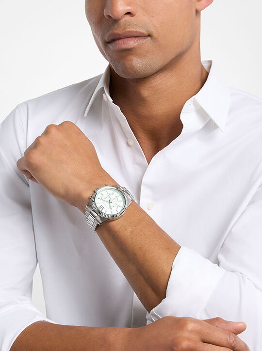 michael kors oversized lexington silver tone watch