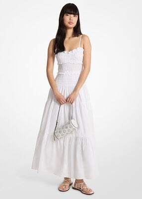 michael kors smocked cotton poplin maxi dress