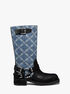michael kors crosby empire diamond jacquard denim moto boot