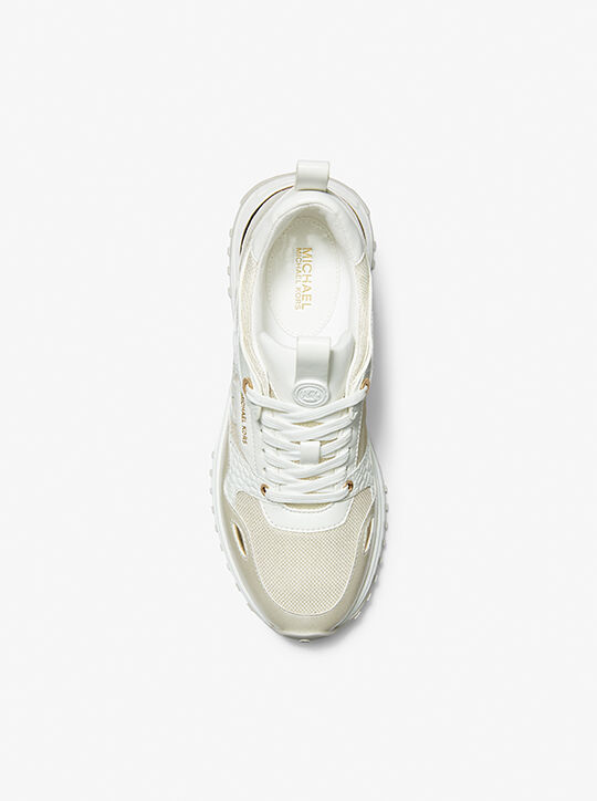 Theo Metallic Canvas and Leather Trainer michael kors theo metallic canvas and leather trainer