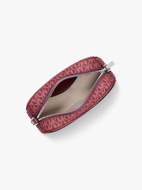 michael kors jet set small signature logo camera crossbody bag