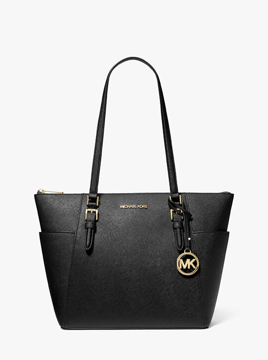 michael kors حقيبة شارلوت كبيرة من جلد سافيانو بسحاب علوي