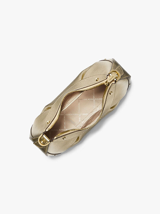 michael kors حقيبة إنزو صغيرة من الجلد المعدني قابلة للتحويل