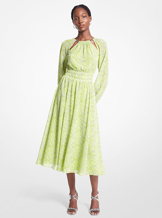 Zebra Print Georgette Midi Dress michael kors zebra print georgette midi dress