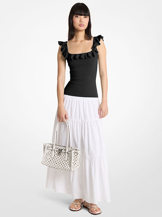 Ruffled Stretch Viscose Tank Top michael kors ruffled stretch viscose tank top